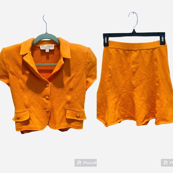 St. John Jackets & Blazers - St. John Vintage Orange Matching Skirt Set sz 2